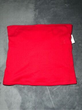 Old Navy Red Ribbed Strapless Tube Top